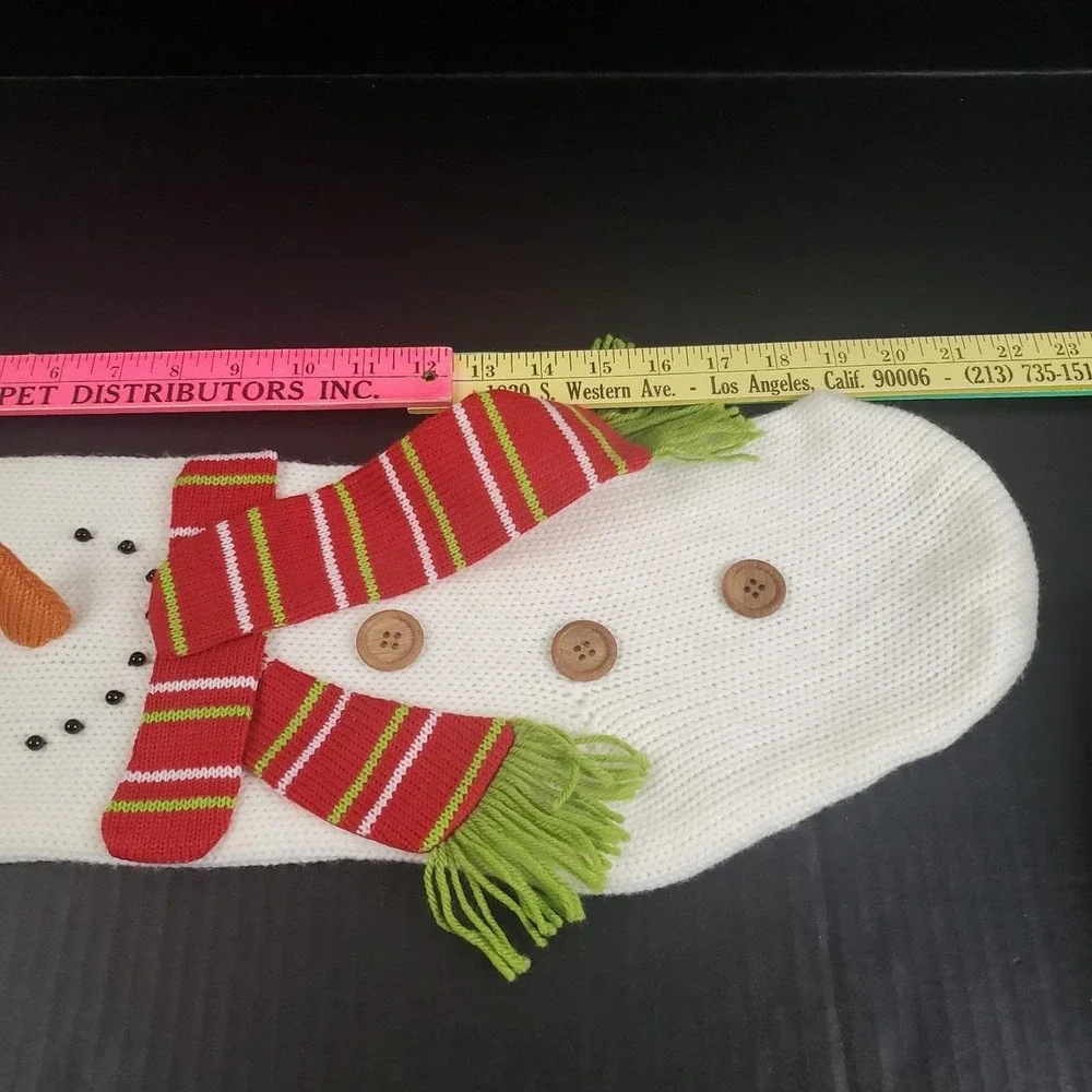 Christmas Snowman Sweater Knit with Button Eyes Scarf Top Hat 3D Carrot Nose 22